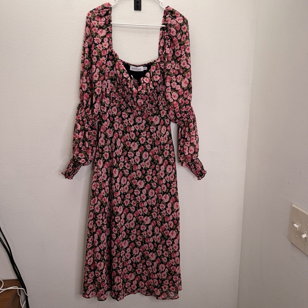Petal and Pup Maxi Dress Pink Floral Sz 8 Cottagecore Boho Milkmaid Formal